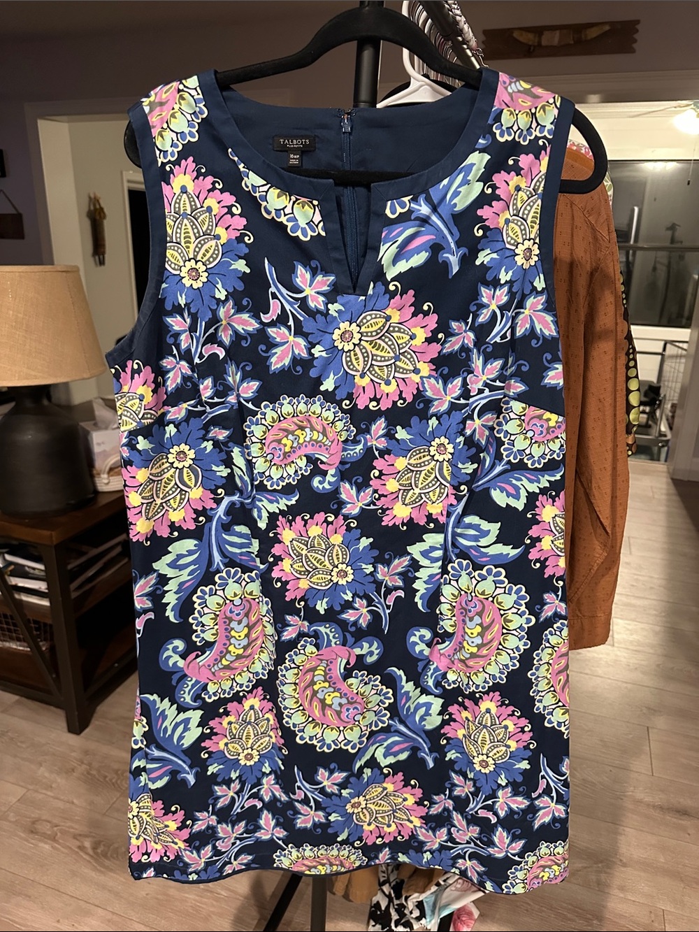 Talbots Navy Paisley Floral Sleeveless Shell Top